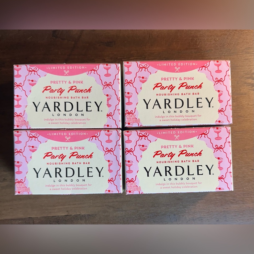 Yardley London Pretty In Pink Party Punch Bath Soap Bar 4pk Limited Edition NEW